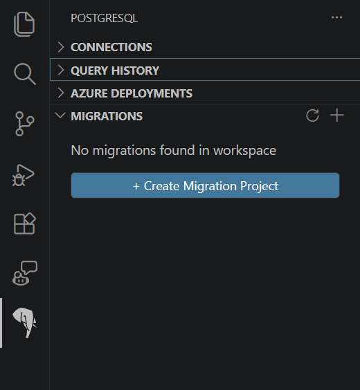 Schermopname van het maken van een nieuw migratieproject.