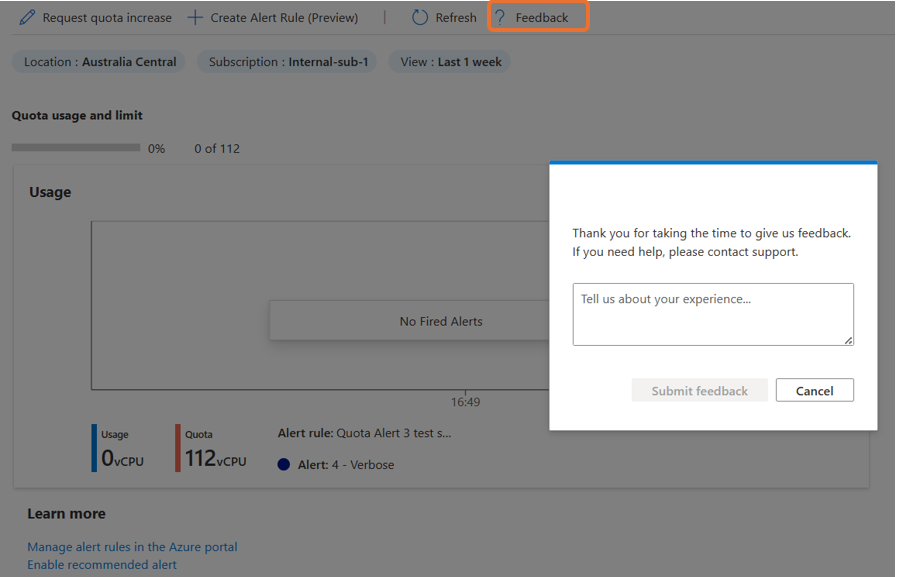 Screenshot showing user can provide feedback.