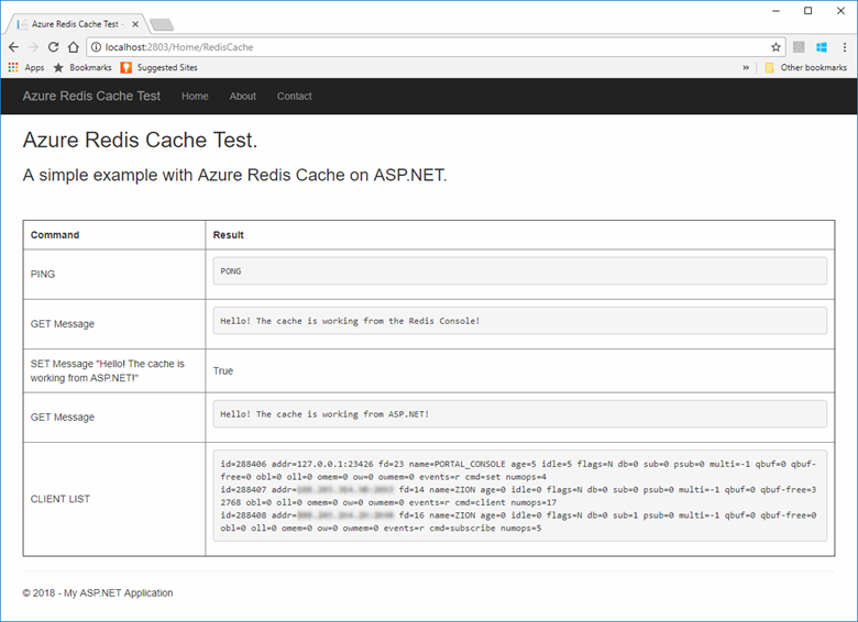 Screenshot of simple test completed local