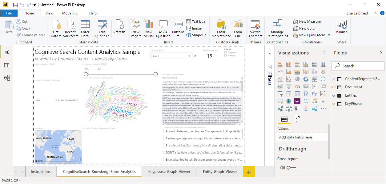 Power BI-voorbeeldsjabloon Azure AI Search Power BI-voorbeeldsjabloon