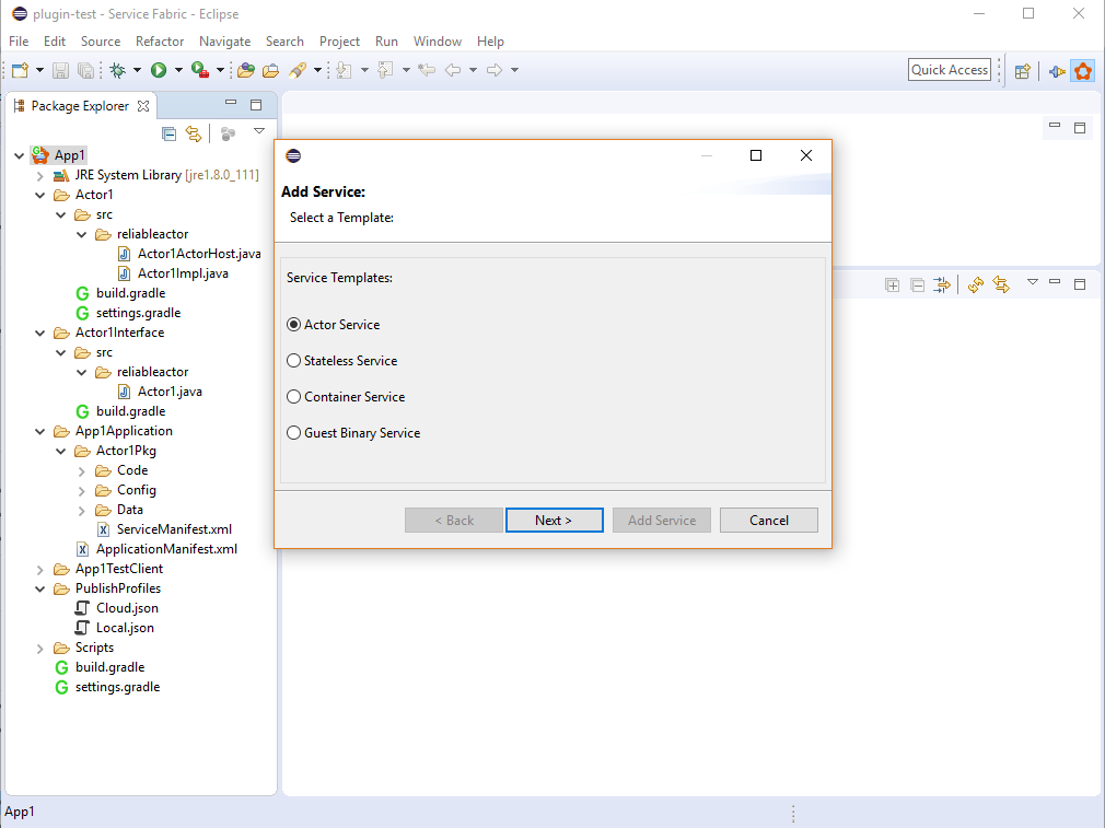 Service Fabric Service toevoegen pagina 2