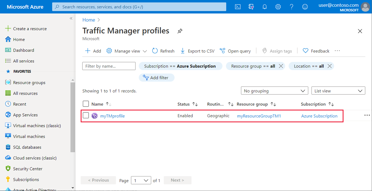 Geografische lijst in Traffic Manager