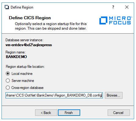 Regio definiëren - Regionaam: BANKDEMO