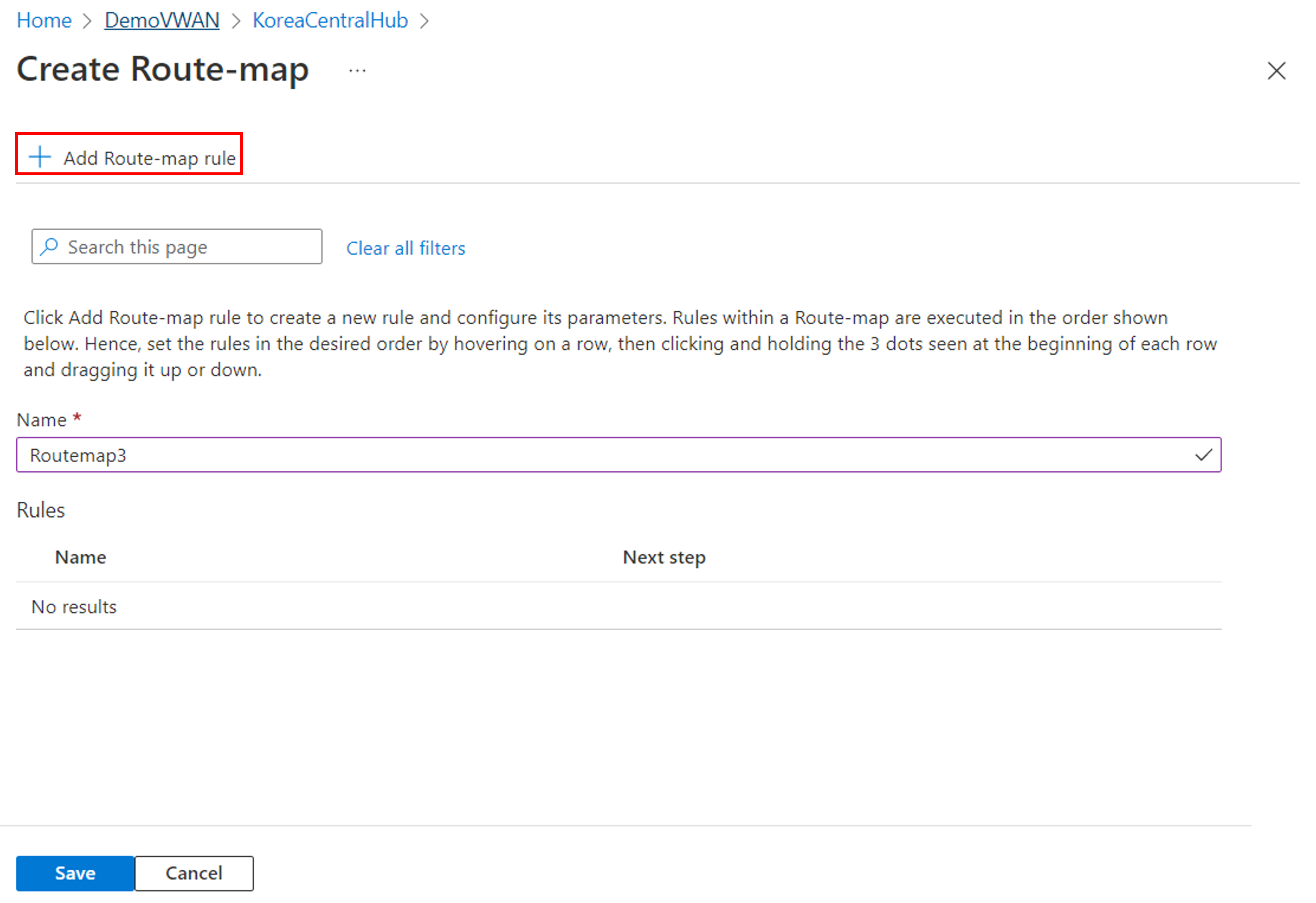 Screenshot shows add route-map.