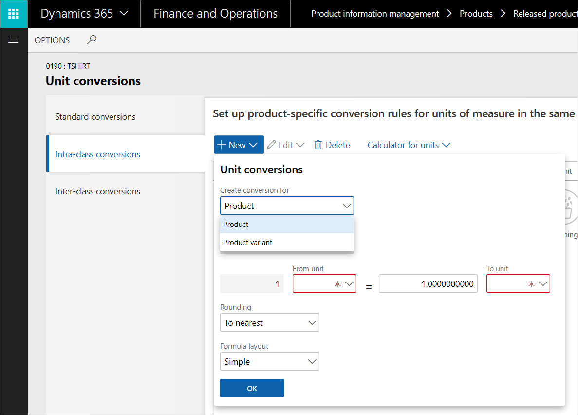 Conversies van maateenheden voor productvarianten Release Notes