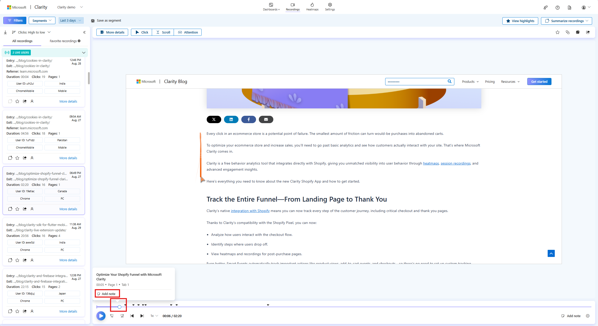 Add note from a hover.