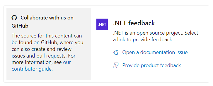 Schermopname van de opensource-ervaring onderaan een documentatiepagina.