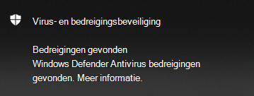 de melding Microsoft Defender antivirusbedreigingen gevonden biedt opties om details op te halen