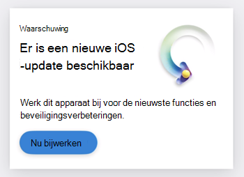 Schermopname van een kaart waarin de gebruiker wordt verteld dat er een iOS-update beschikbaar is.