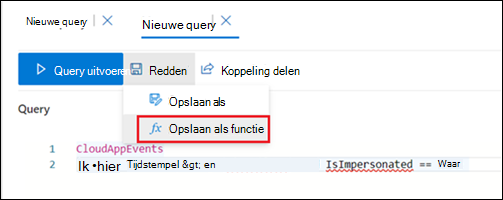 Opslaan als functie