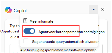 Schermopname van Security Copilot in geavanceerde opsporing waarin de agentmodus voor het opsporen van bedreigingen actief is.
