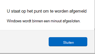 Schermopname van een schermprompt met informatie over het afmelden.