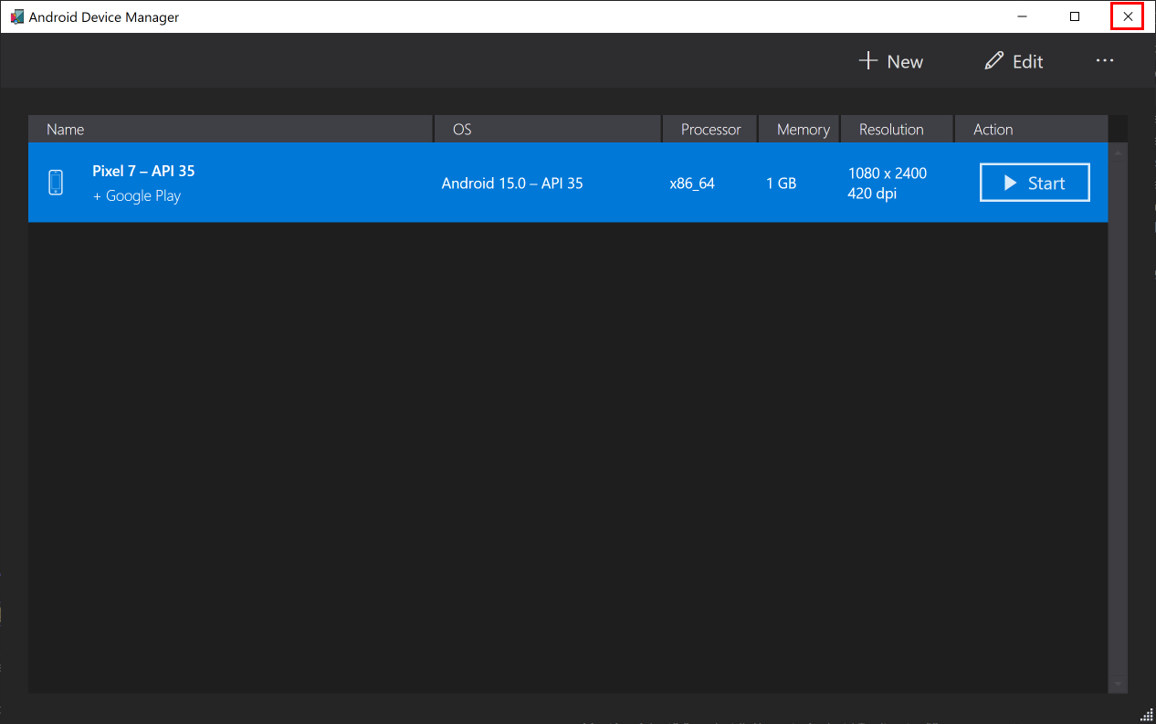 Android Device Manager-venster.