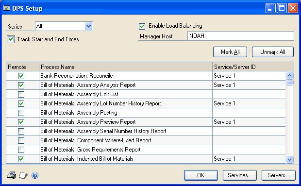 Screenshot of the DPS Setup window with Track Start and End Times selected.