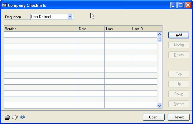 Screenshot of the Company Checklists screen.