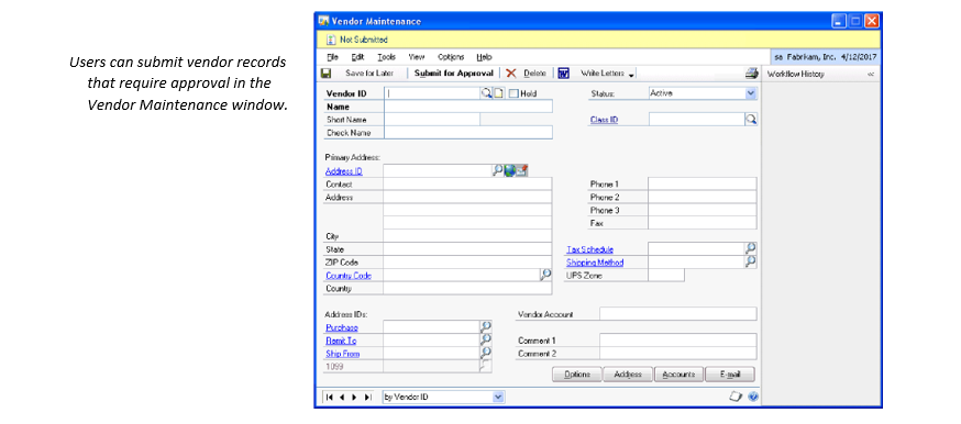 Vendor Maintenance window