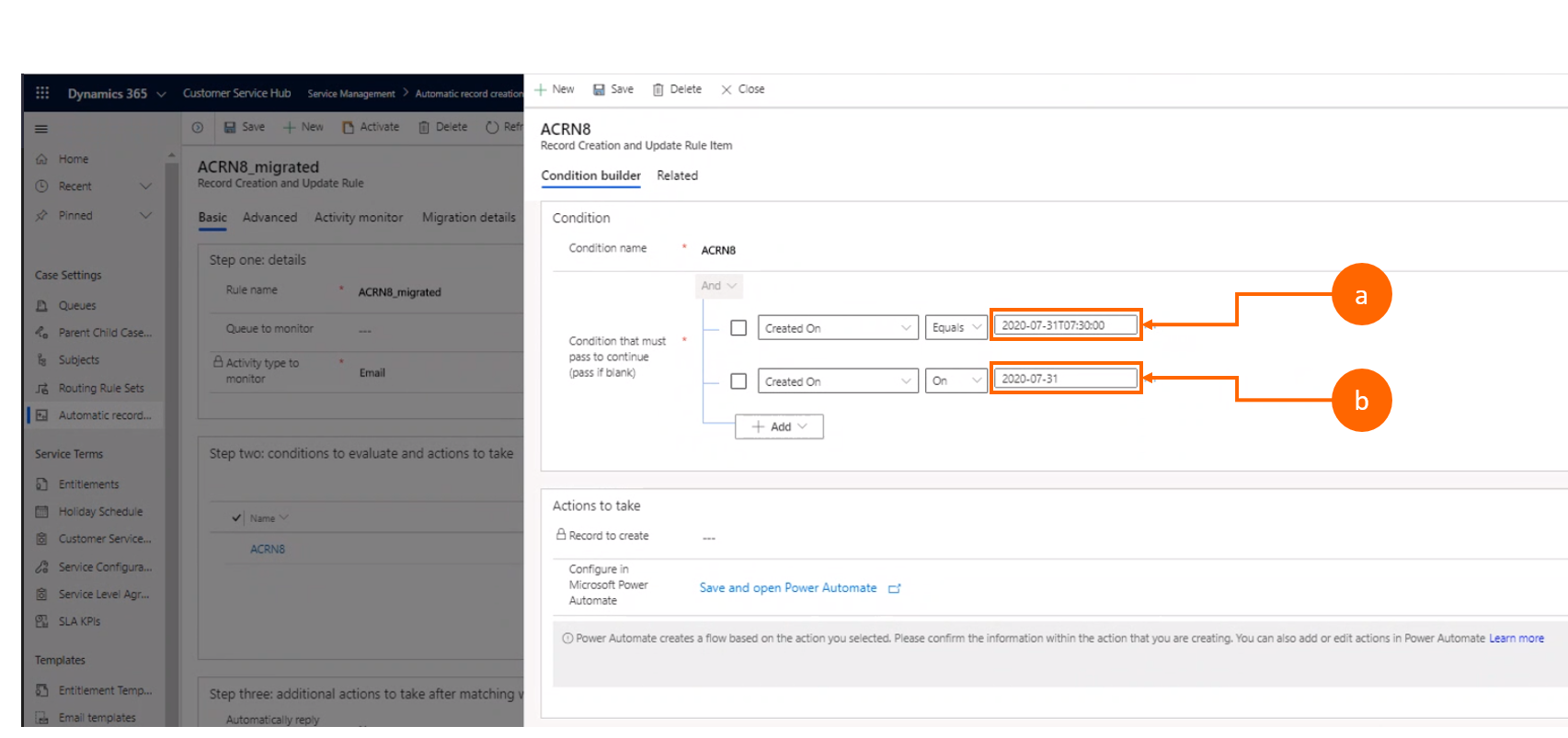 Schermopname van de Unified Interface-weergave na de migratie, waarin DateTime-velden worden weergegeven door tekstvelden.