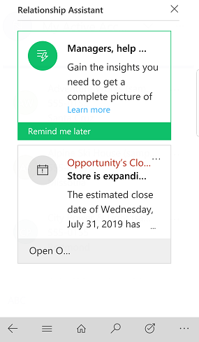 Dynamics 365 voor telefoons en tablets - Relatieassistent.