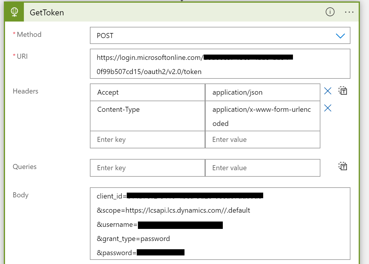 Screenshot that shows a call to authenticate with Microsoft Entra ID and retrieve a token for calling the Lifecycle Services API Screenshot that shows a call to authenticate with Microsoft Entra ID and retrieve a token for calling the Lifecycle Services API.