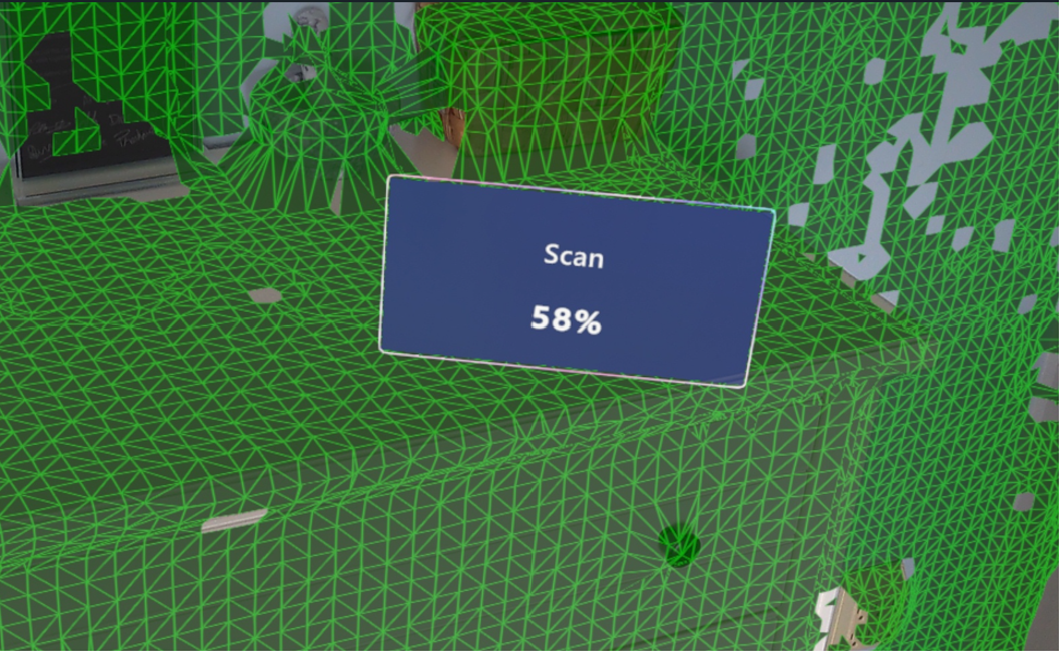 Weergegeven scanpercentage tijdens een ankerscan op de HoloLens