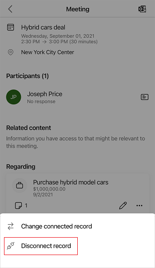 Koppel een record los van een vergadering.