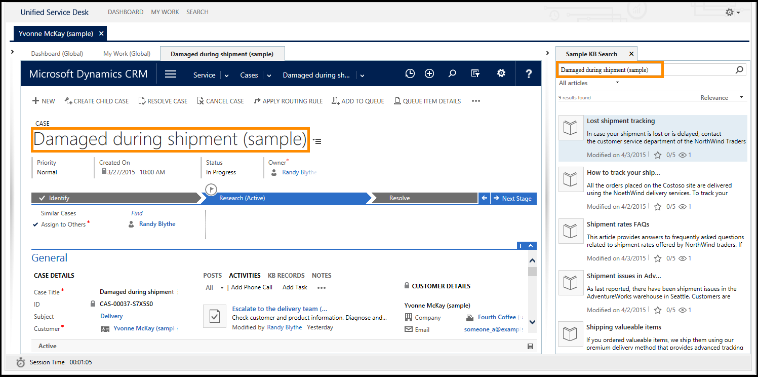 KB Search pane in your agent desktop KB Search pane in your agent desktop.