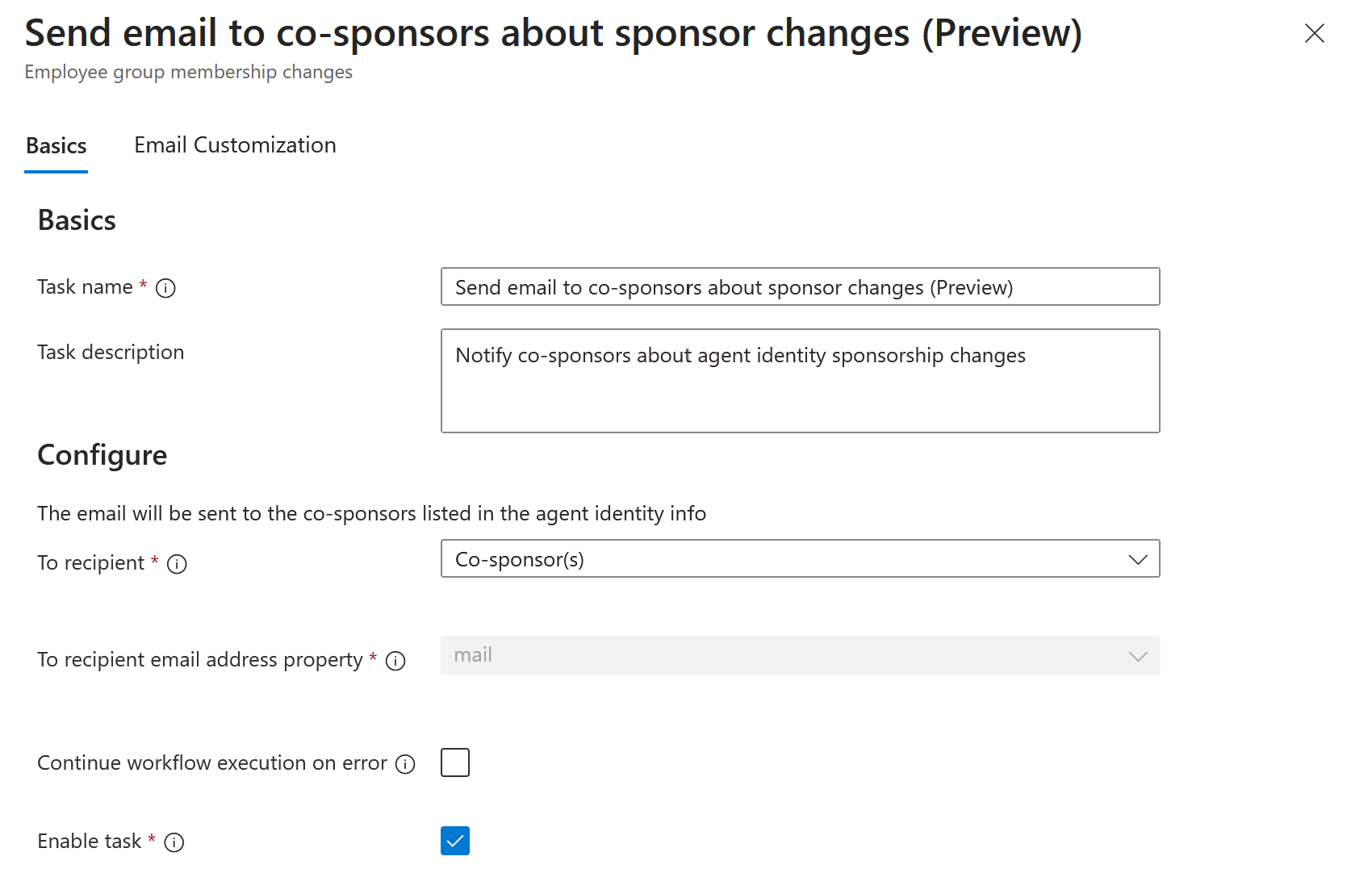 Stuur een e-mail naar cosponsors over een wijziging.