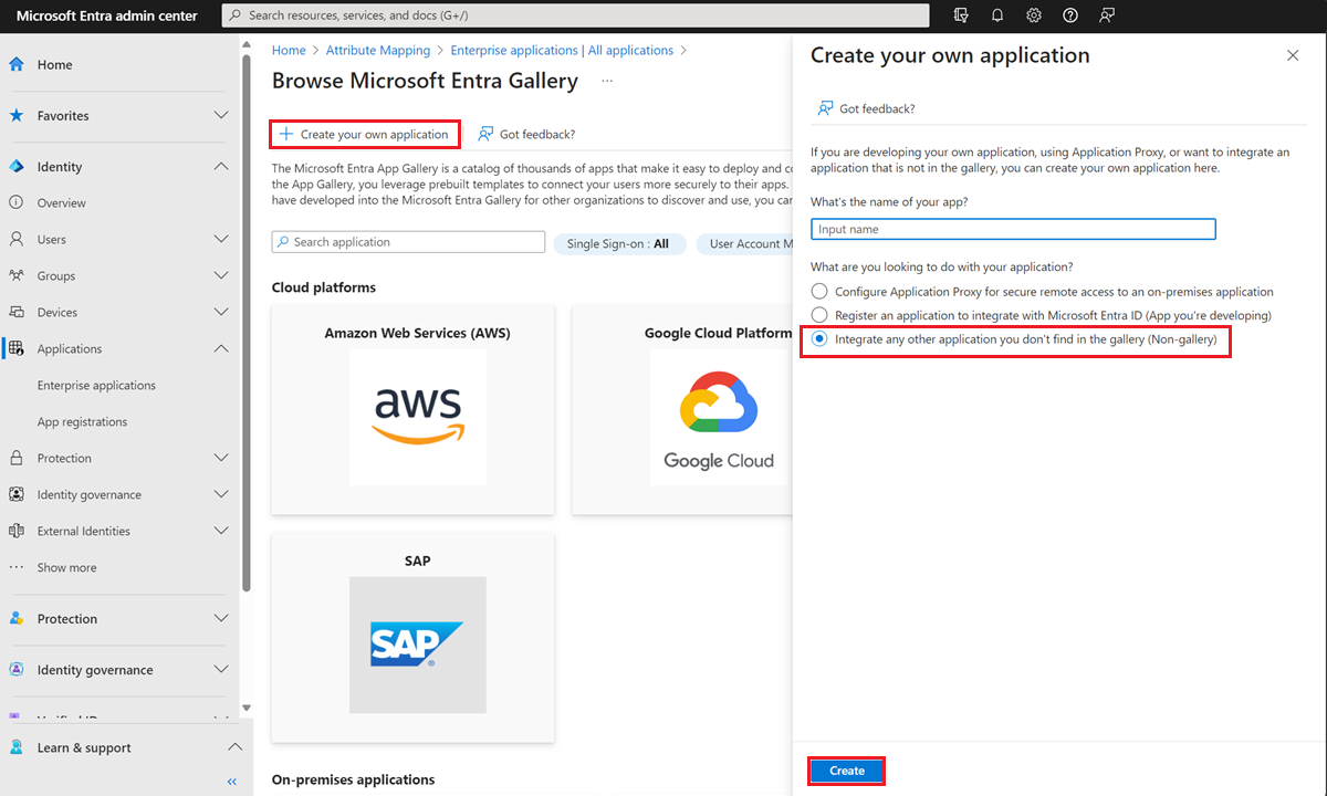 Schermopname van de galerie met Microsoft Entra-toepassingen.