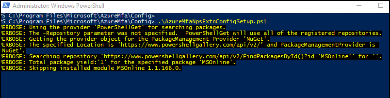Het configuratiescript AzureMfsNpsExtnConfigSetup.ps1 uitvoeren