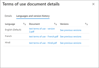 A screenshot showing document details including language versions.