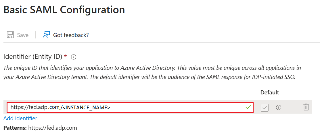 Test Screenshot shows how to configure another test instance value.
