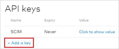 Screenshot of the A P I keys page in the Dialpad admin console. Add a key is highlighted.
