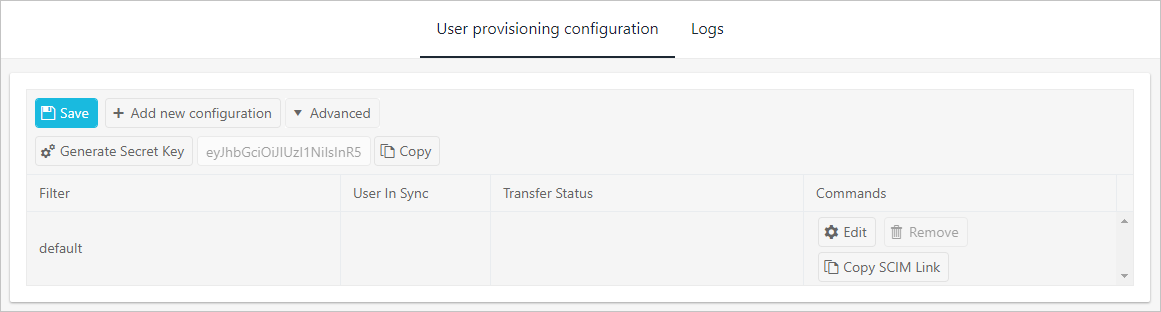 Schermopname van het tabblad Configuratie van gebruikersinrichting in de MediusFlow-beheerconsole. De knop Opslaan is gemarkeerd.