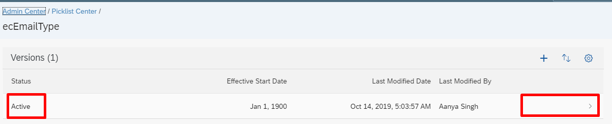 Open de selectielijst voor het actieve e-mail-type