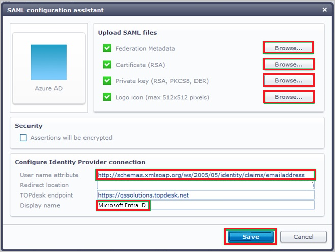 SAML-configuratieassistent