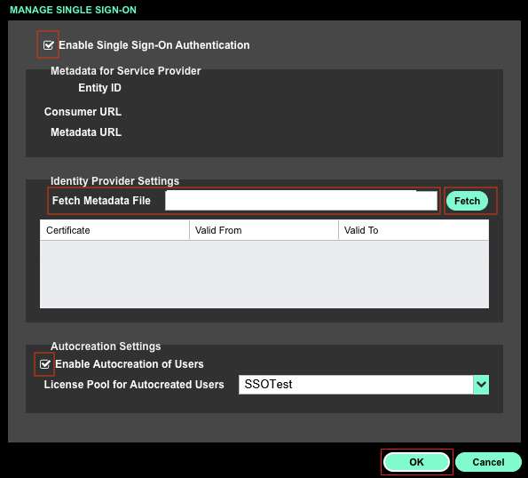 Screenshot shows the MANAGE SINGLE SIGN-ON section where you can perform these steps.