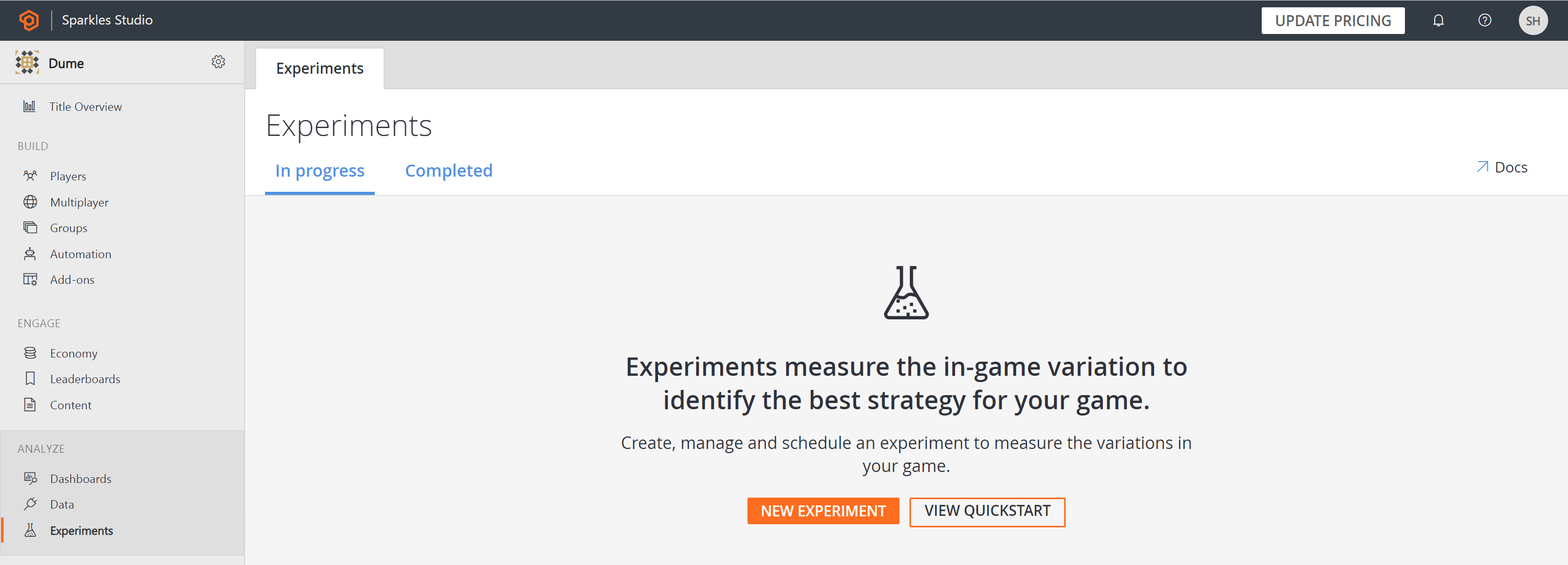 Onboard to Experiments Screenshot of Onboard to Experiments