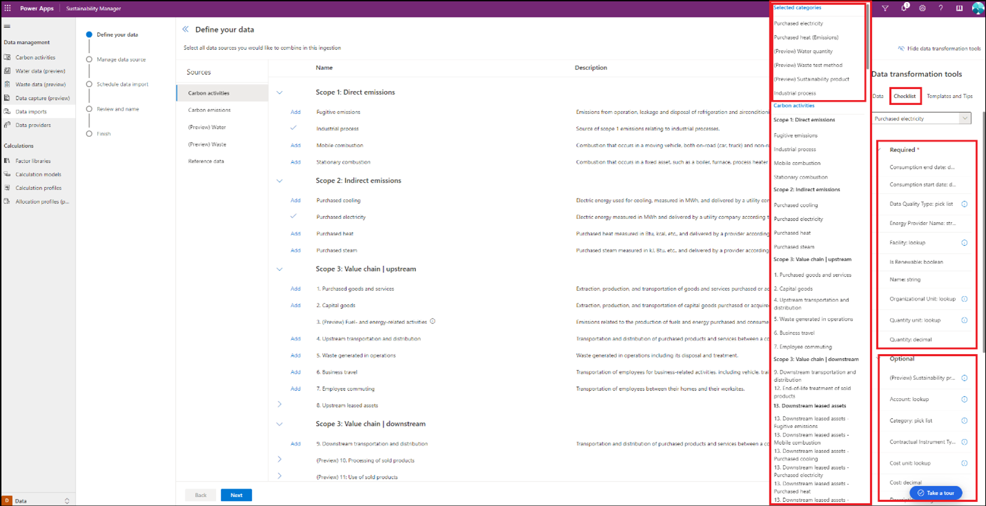 Schermopname van een lijst met alle entiteiten.
