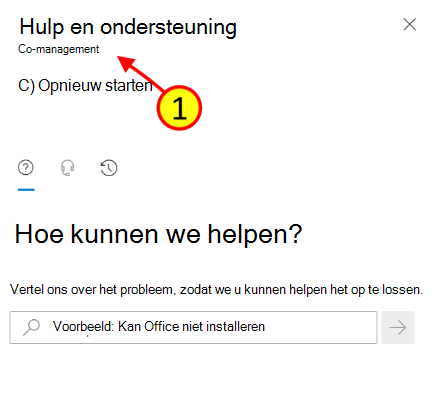 Schermopname van het venster Help in het Intune-beheercentrum.