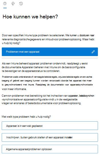 Schermopname van gefilterde scenarioopties in het Intune-beheercentrum.