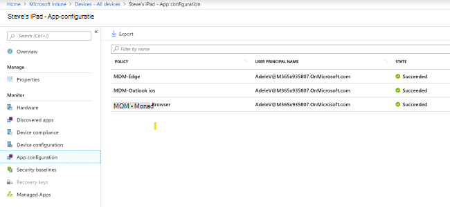 Schermopname van app-configuratie