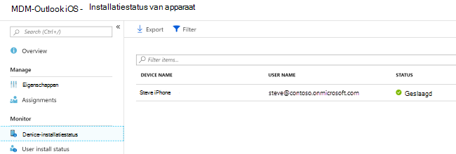 Eerste schermopname van de installatiestatus van het apparaat