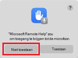 Een voorbeeld van de microfoonmachtigingsprompt met de optie Niet toestaan gemarkeerd