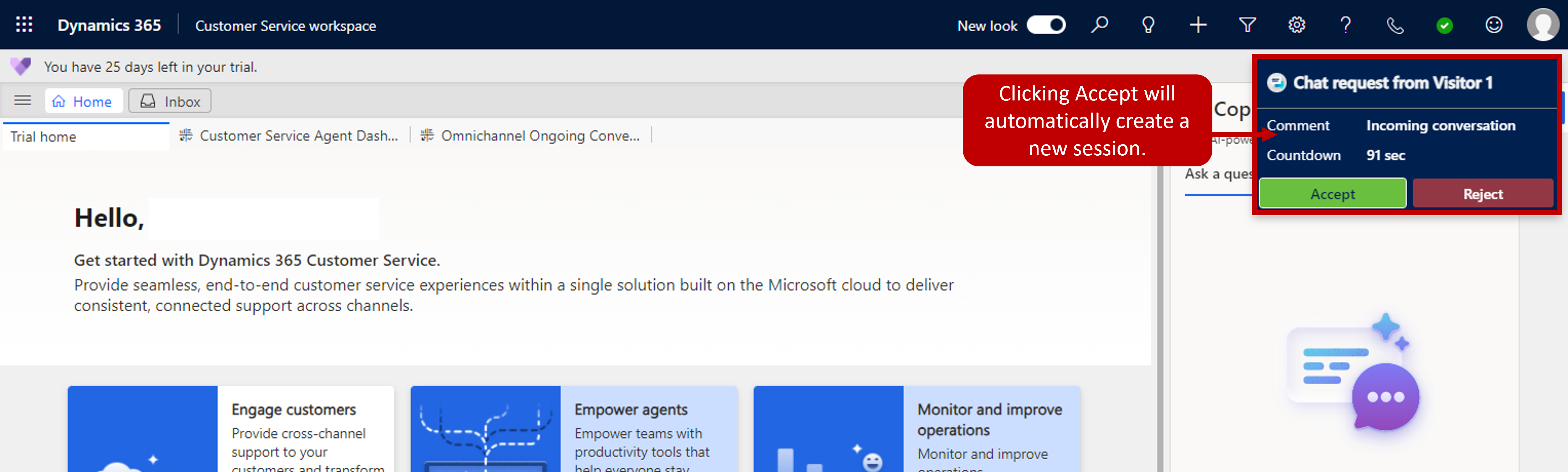 Screenshot of the Accept button on SMS request window.