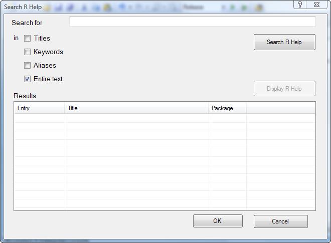 Search R Help Dialog