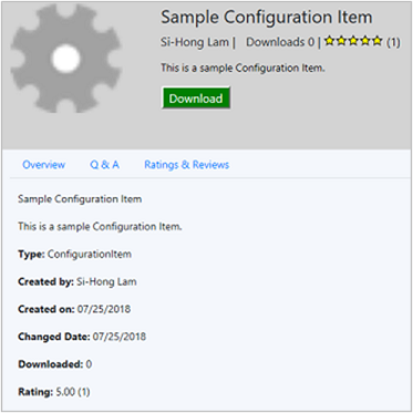 Configuration Manager-console, communitywerkruimte, hubknooppunt, detailpagina