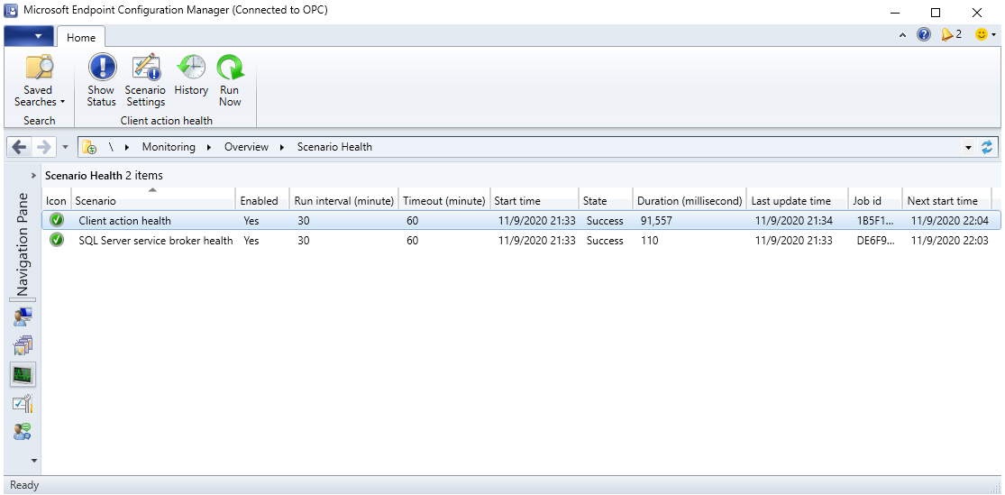 ScenarioStatusknooppunt in Configuration Manager consoleversie 2010.