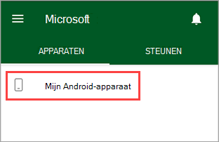 Schermopname van de bedrijfsportal-app, waarin een apparaat met de naam 'Mijn Android' wordt gemarkeerd.