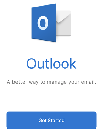 Schermafbeelding van Outlook met de knop Aan de slag.