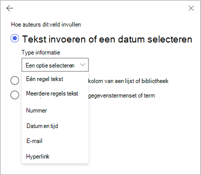 Schermopname van de sjabloonviewer met het deelvenster Nieuw veld voor handmatige invoer.